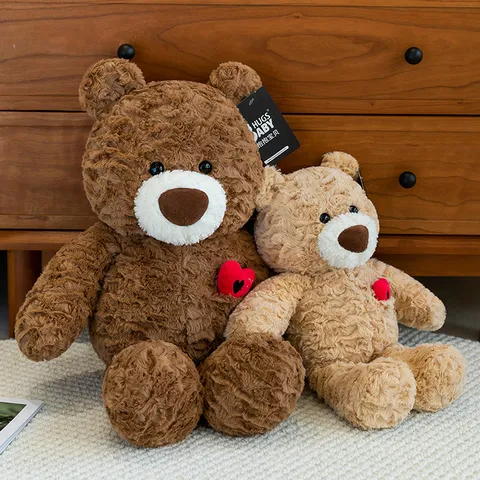 Cute Teddy Bear Plush Toy With Red Heart Soft Stuffed Animal Doll Daniel Bear Plushies For Birthday Valentines Day Gift For Kids Women