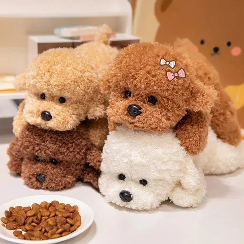Magnetische Teddy Hund Plüschtier Polyester Gefüllte Welpen Puppe Für Kinder Beruhigende Geschenk Büro Desktop Ornament Braun Khaki