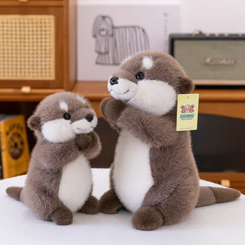 Realistic Cute Otter Plush Toy Praying Posture Soft Animal Doll Home Decor Kids Gifts Magnetic Hands Plushie