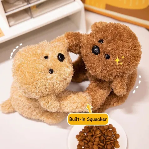Magnetische Teddy Hund Plüschtier Polyester Gefüllte Welpen Puppe Für Kinder Beruhigende Geschenk Büro Desktop Ornament Braun Khaki