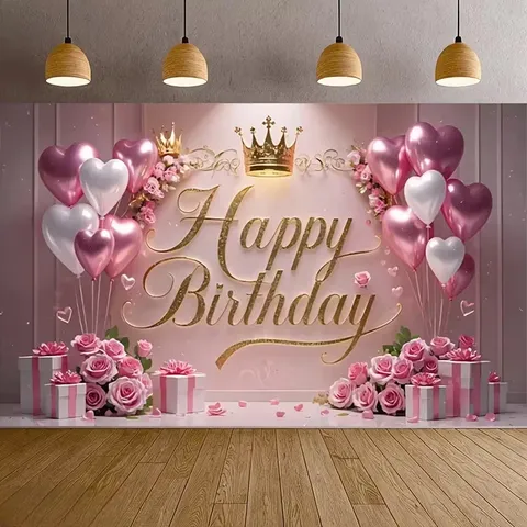 Happy Birthday Hintergrund Schwarz Gold Krone Ballon Stern Fotografie Hintergrund Party Dekoration Geburtstag Party Zubehör