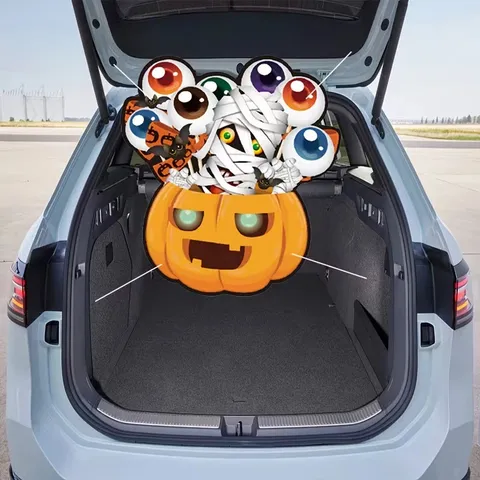 Halloween Car Trunk Decoration Banner Polyester Pongee Trunk Or Treat Banner Halloween Party Backdrop Skeleton Pumpkin Ghost Monster Decor