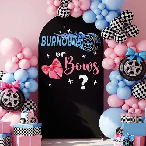Gender Reveal Arched Backdrop Cover Boy Or Girl Party Banner Decoration Elastic Polyester Arch Wall Fabric Photography Props