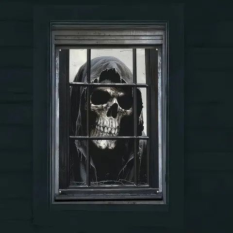 Gruselige Halloween Fensterdekoration Horror Skelett Zombie Druck Polyester Wandteppich Banner Für Innen Außen Geisterhaus Party Deko