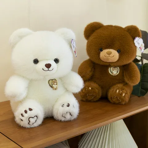 Lindo Peluche de Oso Giratorio Con Insignia de Corazón Giratoria Oso de Peluche Suave para Regalo de Cumpleaños Boda Niños