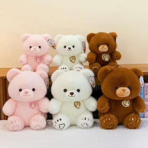 Lindo Peluche de Oso Giratorio Con Insignia de Corazón Giratoria Oso de Peluche Suave para Regalo de Cumpleaños Boda Niños