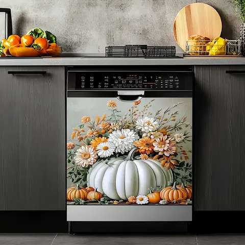 Thanksgiving Autumn Dishwasher Magnet Cover Magnetic Sticker Pumpkin Sunflower Maple Leaf Print Kitchen Decor Decal