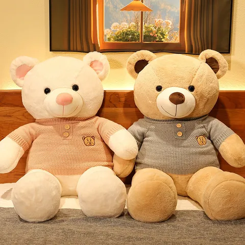 Giant Teddy Bear Plush Toy With Knit Sweater Soft Stuffed Animal For Girls Birthday Valentine Gift Home Decor