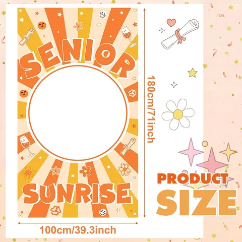 Graduation Photo Booth Backdrop Banner Senior Sunrise Sunflower Party Decoration Campus Celebration Photography Background Banner