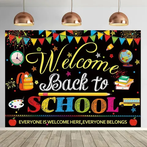 Welkom Terug naar School Banner Achtergrond Kleuterschool Afstuderen Feest Decoratie Polyester Hangende Fotografie Achtergrond Poster