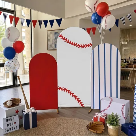 Polyester Chiara Arch Backdrop Cover Set Ball Sports Theme Baseball Football Basketball Printed Banner Backdrop For Birthday Party Decoration Wall Tapestry