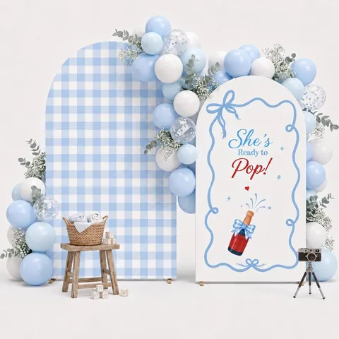 Set di Coperture per Sfondo ad Arco in Poliestere per Decorazione Festa Baby Shower Gender Reveal Sfondo ad Arco con Scritte a Fumetti