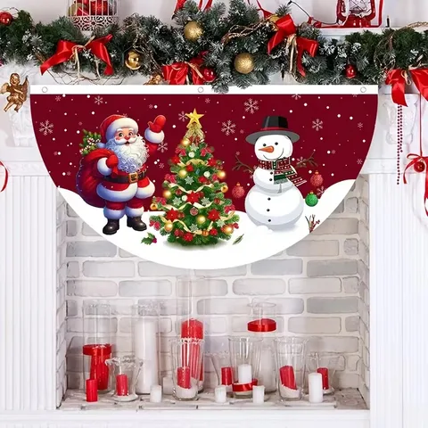Weihnachten Fächerfahne Polyester Weihnachtsmann Rentier Schneemann Druck Außen Innen Fenster Geländer Feiertag Dekoration Banner