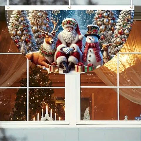 Weihnachten Fächerfahne Polyester Weihnachtsmann Rentier Schneemann Druck Außen Innen Fenster Geländer Feiertag Dekoration Banner