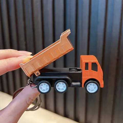 Rückzieh Transport LKW Schlüsselanhänger Stressabbau Baustellenfahrzeug Modell Mini Auto Spielzeug Für Studenten Kinder Taschenanhänger Geschenk