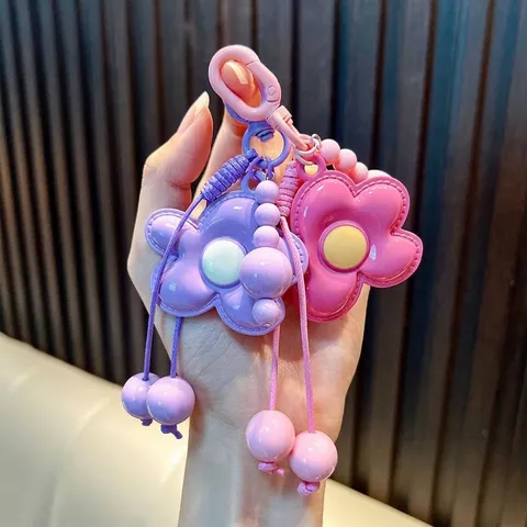Colgante de Bolso de Flor de Aleación Llavero Color Caramelo Cuerda Trenzada Lindo Llavero Floral para Niñas Mujeres Decoración de Mochila Regalo