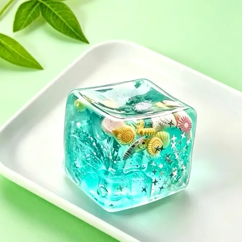 Meeres-Thema Maltose Squishy Spielzeug Klarer Eiswürfel Langsamer Rückprall Stressabbau-Spielzeug Mit Muschel Seestern