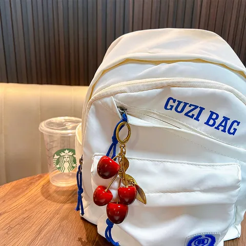 Llavero de Fruta de Dibujos Animados Resina Cereza Manzana Pera Colgante de Bolso Moda Llavero para Mujer Niños Regalo Joyería