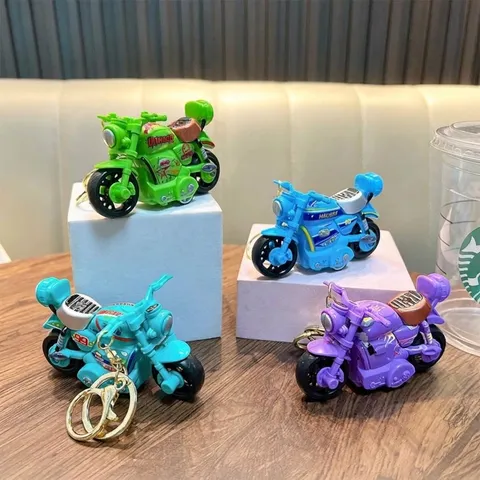 Llavero de Motocicleta con Retroceso Juguete Divertido de Plástico ABS Mini Llavero de Moto de Carreras Regalo para Niños Estudiantes Decoración de Mochila