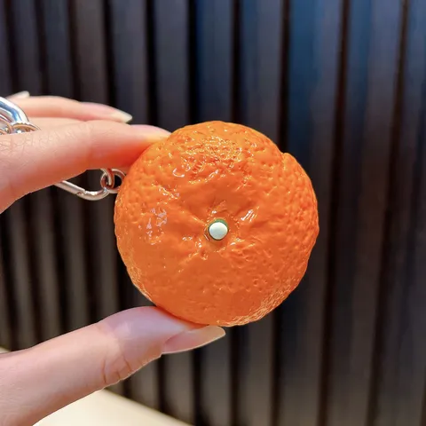 Simulation Fruit Resin Keychain Realistic Orange Apple Lemon Bag Charm With Artificial Pearl Chain Heart Clasp Women Accessories Gift