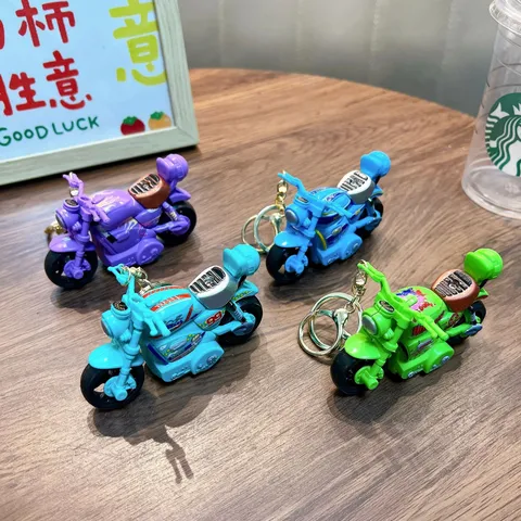 Llavero de Motocicleta con Retroceso Juguete Divertido de Plástico ABS Mini Llavero de Moto de Carreras Regalo para Niños Estudiantes Decoración de Mochila