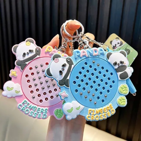 Cartoon Panda Magnetic Drawing Board Keychain Acrylic Stress Relief Toy Backpack Pendant For Students Kids Gift
