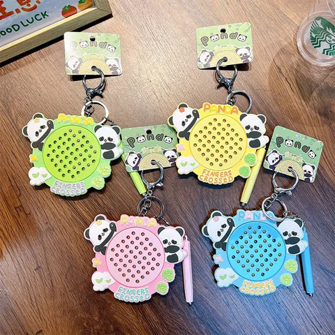 Cartoon Panda Magnetic Drawing Board Keychain Acrylic Stress Relief Toy Backpack Pendant For Students Kids Gift