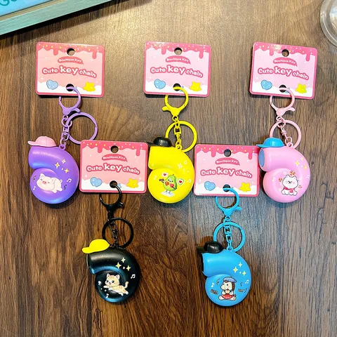 Musical Snail Keychain Stress Relief Toy Cartoon Conch Bag Pendant Key Ring For Students Kids Bag Hanging Decor Gift