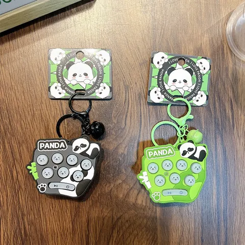 Creative Panda Electronic Whack-A-Mole Game Keychain Stress Relief Toy Panda Pattern Bag Pendant ABS Keyring For Students Kids Gift