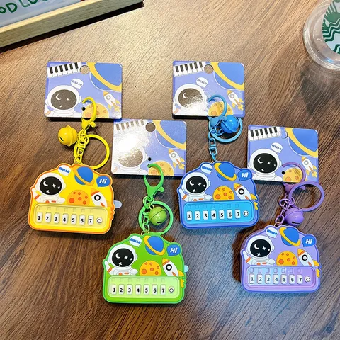 Mini Astronaut Piano Keychain Music Electronic Toy Pendant Cartoon Astronaut Shiba Inu Panda Piano Schoolbag Ornament Keyring For Kids Student Gift