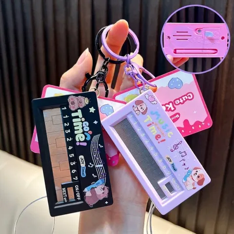 Mini Handheld Electronic Piano Keychain Creative Musical Sound Toy For Fidget Stress Relief Cartoon Acrylic Piano Bag Pendant Gift
