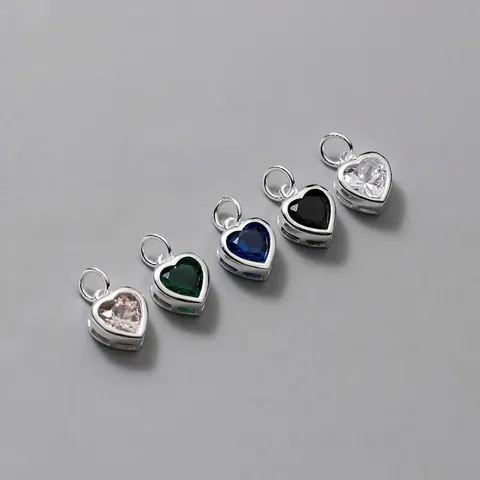 Ciondolo a Cuore in Argento Sterling 925 Con Zirconia Colorata Ciondolo Solo per Fai Da Te Gioielli Creazione Bracciale Collana Gioielli da Donna