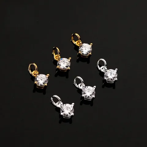 Ciondolo in Argento Sterling 925 Zirconia Senza Catena per Fai da Te Creazione Gioielli Donna Geometrico Galvanizzato Oro Argento
