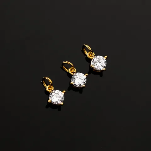Ciondolo in Argento Sterling 925 Zirconia Senza Catena per Fai da Te Creazione Gioielli Donna Geometrico Galvanizzato Oro Argento