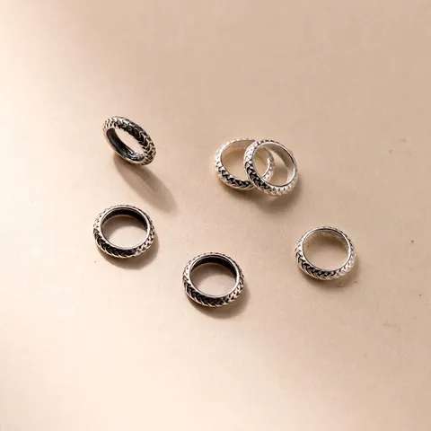 S925 Sterling Silver Vintage Wheel Spacer Beads Antique Round Ring Loose Beads For Handmade Jewelry Making DIY Bracelet Accessories