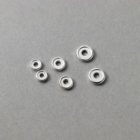 Perles Intercalaires en Argent Sterling 925 Rondelles en Argent Unies Joints Pour DIY Bracelet Collier Accessoires De Bijoux