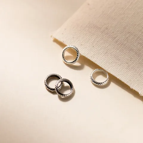 S925 Sterling Silver Vintage Wheel Spacer Beads Antique Round Ring Loose Beads For Handmade Jewelry Making DIY Bracelet Accessories