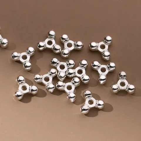 Perles d'Espacement Triangulaires en Argent Sterling 925 Polies Pour Création de Bijoux DIY Bracelet Collier Accessoire