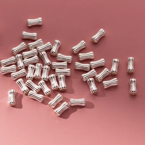 925 Sterling Silver Striped Waist Spacer Beads Cylinder Tube Loose Beads For DIY Bracelet Necklace Jewelry Making Handicraft Material