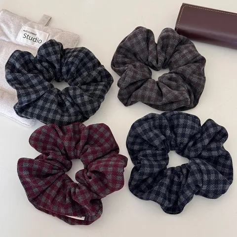 Coletero a Cuadros Retro en Tela de Algodón Grande Lazo para el Pelo Simple a Cuadros Banda Elástica para el Pelo para Mujer Accesorios Vintage