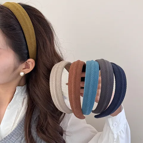 Women's Padded Sponge Headband Textured Ribbed High Top Design Hairband Candy Color Solid Headband Korean Style Hair Accessories