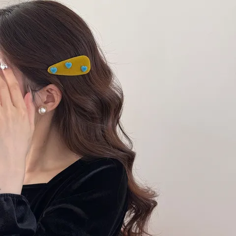 Pinces à Cheveux BB Coréennes en Velours Cœur Étoile Triangle pour Femmes Filles Barrettes Rétro Mignonnes Accessoires Cheveux