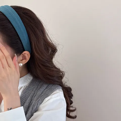 Women's Padded Sponge Headband Textured Ribbed High Top Design Hairband Candy Color Solid Headband Korean Style Hair Accessories