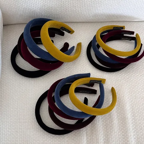 Serre-Tête Vintage en Velours à Bord Large pour Femmes Rétro Couleur Unie Élégant Accessoire de Coiffure Minimaliste