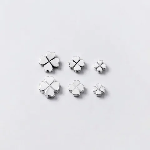 925 Sterling Silver Four Leaf Clover Spacer Beads DIY Jewelry Accessories Thai Silver Heart Pattern Antique Silver Beads