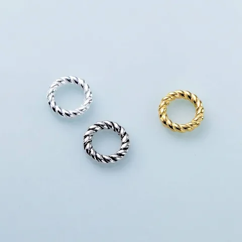 925 Sterling Silver Twist Jump Rings DIY Jewelry Making Components Antiqued Thai Silver Gold Plated Closed Connector Loop Rings
