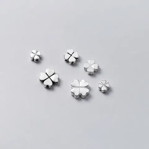 925 Sterling Silver Four Leaf Clover Spacer Beads DIY Jewelry Accessories Thai Silver Heart Pattern Antique Silver Beads