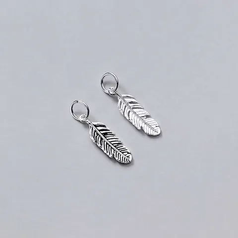 Ciondolo in Argento Sterling 925 a Forma di Piuma per la Creazione di Gioielli Fai da Te Pendente Piuma per Collana Argento Thai