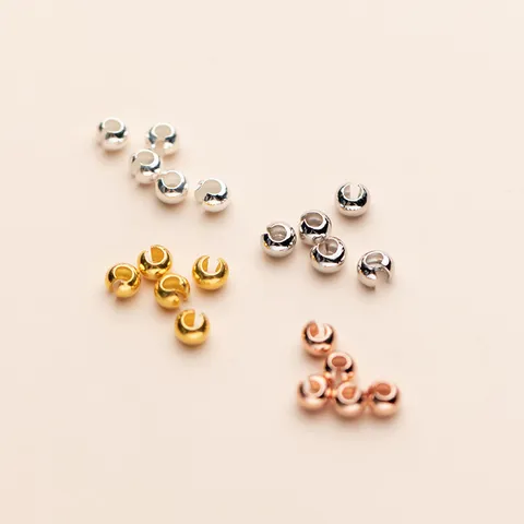 S925 Sterlingsilber Quetschperlen Offene Perlen Schmuckzubehör Für DIY Armband Halskette Herstellung Gold Silber Roségold Galvanisierte Mondsichel-Verschlüsse