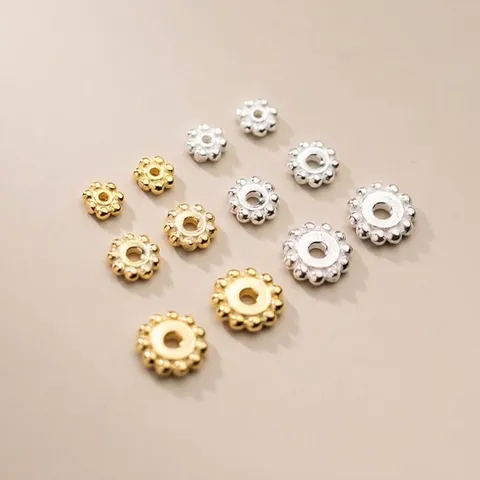 Perline Distanziatrici a Forma di Ingranaggio a Fiore in Argento Sterling 925 Oro Argento Galvanizzato per Gioielli Fai da Te